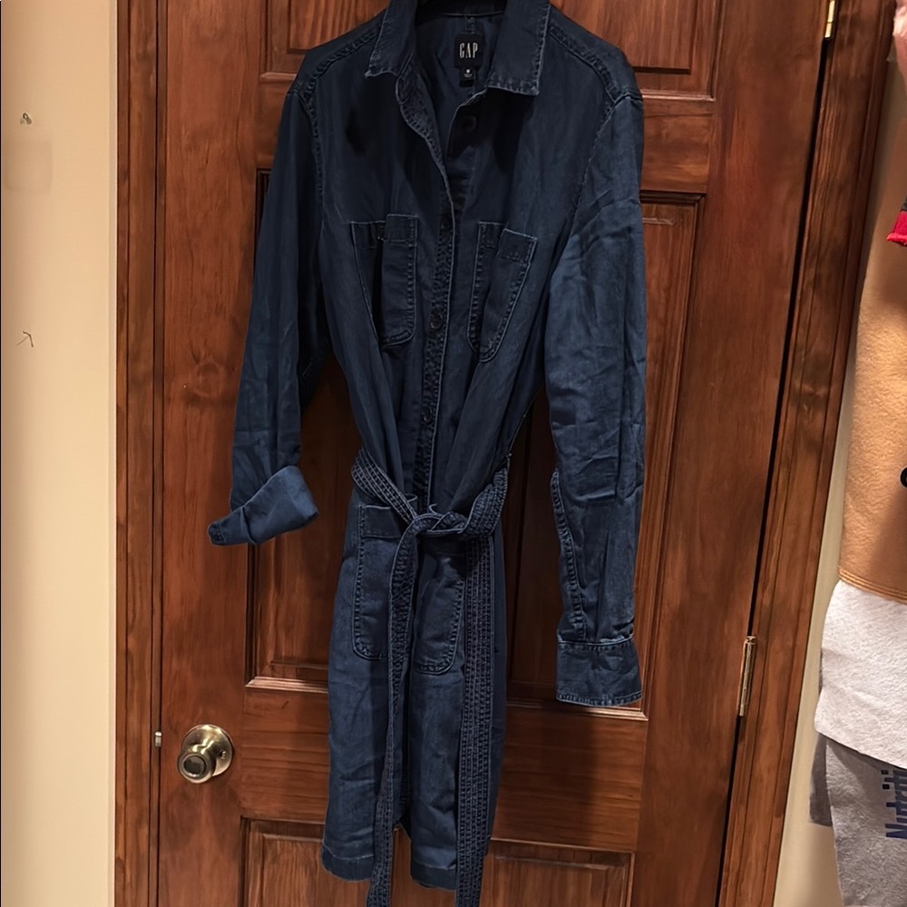 GAP Navy Denim Belted shirt dress